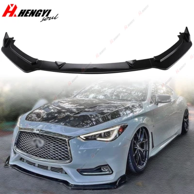 Alerón divisor de labios parachoques delantero negro brillante para Infiniti Q60 2017-2022 3 piezas Foto 1 de 4