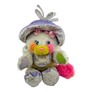 De colección 1986 Mattel Popples Baby Bibsy 13" cola de sonajero capó botines babero rosa rizos - Imagen 1 de 14