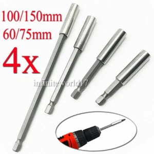 4x Bithalter Sortiment 1/4" 60, 75,100, 150mm, magnetisch Verlängerung Set DE - Bild 1 von 7