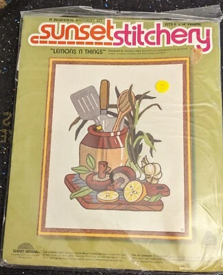 Sunset Stitchery Crewel Kit #2390 Lemons N Things  Carolyn Leary 11" X 14"  1977 - Image 1 of 2