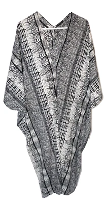 Vestido NATORI Panther estampado blanco y negro sedoso caftán para mujer talla grande 3X NUEVO Foto 1 de 4