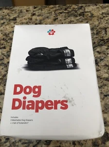Pet Parents DOG DIAPERS LARGE 3pk Washable Reusable Black New - Picture 1 of 2