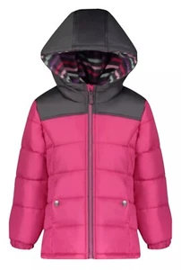 Weathertamer Girls Puffer Jacket Fuchsia Winter Lined Hood Pockets Size 10/12 - Picture 1 of 11