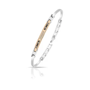 Pulsera de Acero Hombre Rígido 316L con Acabado Vino Rosado Y Black con Diamante - Imagen 1 de 1