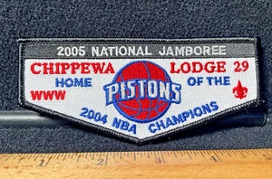 Lodge 29 Chippewa 2005 National Jamboree 2004 NBA Champions Pistons BSA Flap - Foto 1 di 4