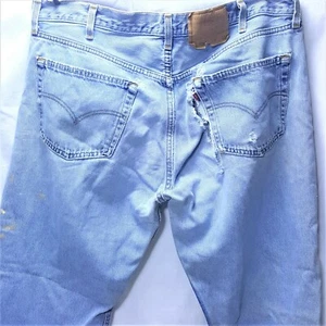  90s Levi’s 501 Faded Light Wash Distressed Ripped Grunge 40x32 USA MADE Vintage - Picture 1 of 12