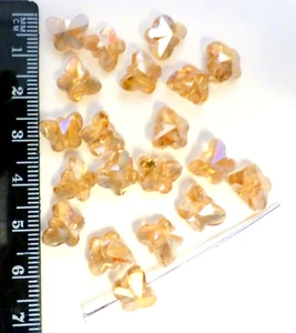 20 Butterfly Faceted AB Golden Crystal Beads Centre Through Drilled - Picture 1 of 3