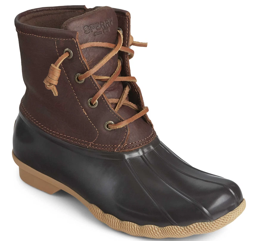 Sperry Top Sider Womens 8 M Saltwater Tan Dark Brown Rain Boot STS91176