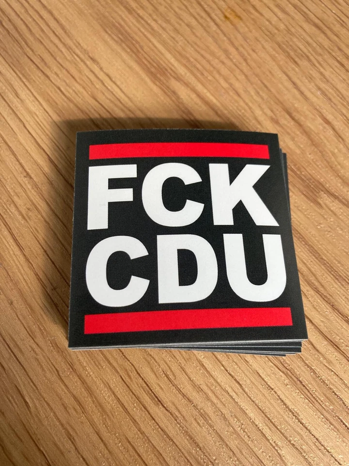 MARKENLOS FCK CDU FCKCDU Sticker Aufkleber Anti CDU Demo Brandmauer 5,5x5,5cm 25 50 100