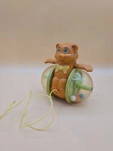 Fisher Price Vintage 1978 Bob-Along Rolling Bear #642 Pull Toy 6” - Picture 1 of 5
