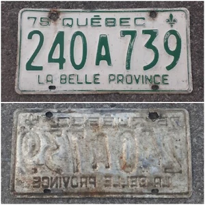 1975 License Plate Quebec La Belle Province Montreal Canada French Car Auto G/VG - Foto 1 di 1