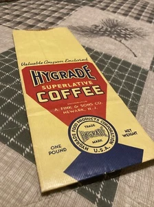 Coffee Paper Bag HYGRADE SUPERLATIVE A FINK & SONS CO COFFEE One Pound Unused - Picture 1 of 3