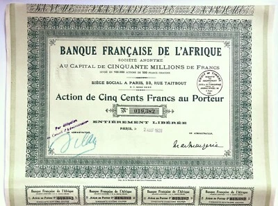 Banque Française de l'Afrique (París 1928) Foto 1 de 2