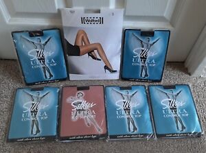 BUNDLE 7 SILKIES ULTRA CONTROL TOP TIGHTS (1 PAIR WOLFORD) Sz S (BLACK & BARELY)
