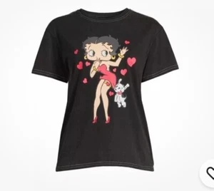 Betty Boop Women's Juniors Vintage Wash Knit Graphic Tee, Size: L (11-13) New - Picture 1 of 4