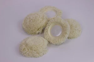 5pk 3" Inch (75MM) Buffer Polish Pads Long Natural Wool Hook and Loop Attached - Picture 1 of 8
