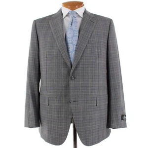 Belvest NWT 100% Super 140s Wool Two Piece Suit Size 44R US In Gray & Blue Plaid - Picture 1 of 12