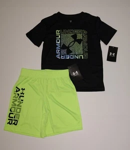 New! Boy's Under Armour  Logo T-Shirt and Shorts Outfit 5 6 7 - Picture 1 of 3