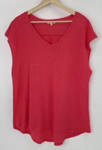 Sun Dry Women’s Coral Pink Cap sleeve 100% Pima Cotton V-Neck T-Shirt Top Sz 2 - Picture 1 of 8