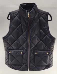 J. Crew Excursion Puffer Vest Black Quilted Zip Snap Pockets Cozy - Size L - Picture 1 of 9