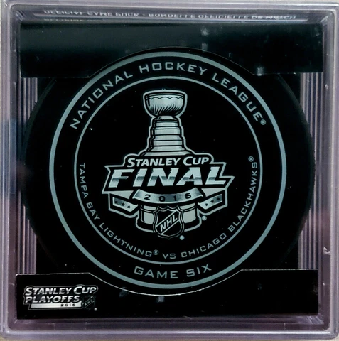 NHL 2015 Stanley Cup Finals Game Six Bettman Official Game Puck Tampa Chicago Cover