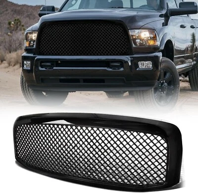 For 2006-2009 Dodge RAM Gloss Black Front Bumper Upper Mesh Bumper Grille - Image 1 of 4