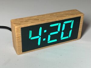 4:20 Cannabis Clock Oak digital green LED Marijuana smoking gift MADE IN USA