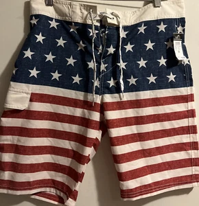 Pantaloncini da bagno uomo in carbonio taglia 32 rosso bianco blu stelle righe NUOVI - Foto 1 di 7