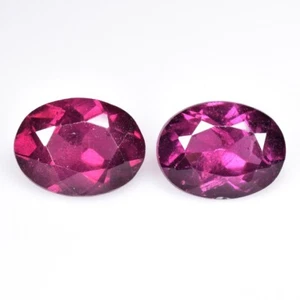 2.80 Ct & 8x6x4 mm_ PURPLE PINK NATURAL RHODOLITE GARNET 8x6 OVAL PAIR GEMSTONES - Imagen 1 de 11