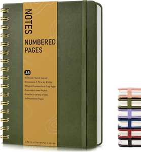 Lined Spiral Journal Notebook, A5 Hardcover Spiral Journals for Women Men, 150 N - Picture 1 of 7