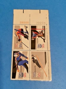 1980 Winter Olympics USA  Lake Placid   Old  Set of 4 Stamp VTG 15c - Picture 1 of 3