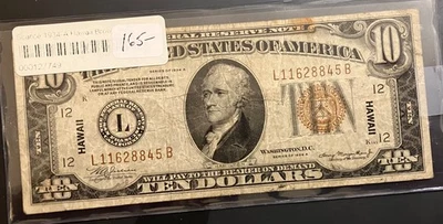 1934-A $10 Hawaii Note, Nice high circulated condition, very popular issue - Image 1 of 4