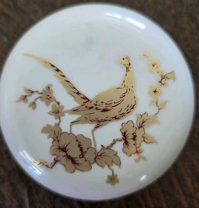 Vintage Gorham Fine Bone China kleines Schmuckstück/Pillenschale USA mit Blattgold Fasan EUC - Bild 1 von 3