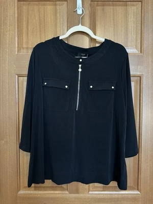 TAHARI 女式 - Tahari 女式 1X 上衣衬衫黑色带金色装饰全新全新带标签 — 第 1/4 张图片