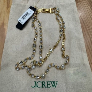 J. Crew Lagenlook Gold Halskette mit klaren Kristallen Neu mit Etikett - AUSVERKAUFT - Bild 1 von 8