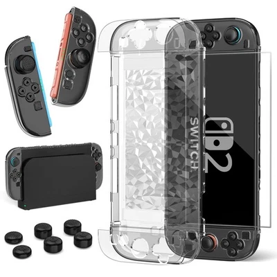 HEYSTOP Transparente Schutzhülle mit Displayschutzfolie für Nintendo Switch 2 Zubehör