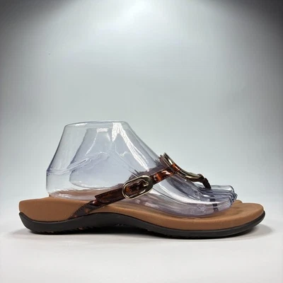 Vionic Karina Brown Leopard Flip Flop Slip On Thong Sandal TVW1119 Womens Size 9 - Image 1 of 4