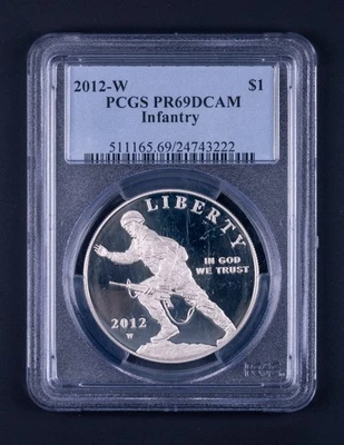 2012-W Infantry Modern Commemorative Silver Proof $1 PCGS PR69DCAM REB222 - Image 1 of 2