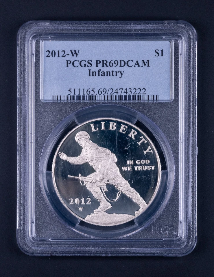 2012-W Infantry Modern Commemorative Silver Proof $1 PCGS PR69DCAM REB222 - Image 1 of 2