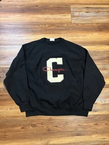 Girocollo vintage Y2K Champion tessuto inverso nero taglia 2Xl - Foto 1 di 5
