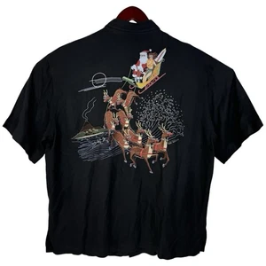 Tori Richard Embroidered Silk Christmas Shirt Men’s XL  Santa Sleigh Hula Girl - Picture 1 of 13