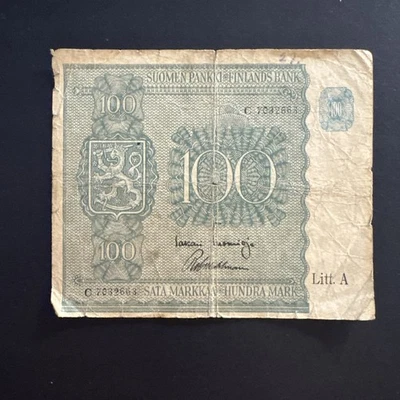 Finland Suomen Pankki 100 Markkaa 1945 Litt. A Sata Markkaa Hundra Mark Circ - Image 1 of 2