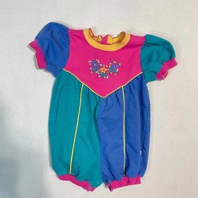 Vintage 80's Gymboree Rainbow Tag Color Block Infant Romper Baby Shortall - Image 1 of 4