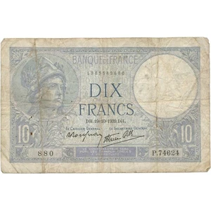1939 France 10 Francs Banknote (BAN599-) - Picture 1 of 2