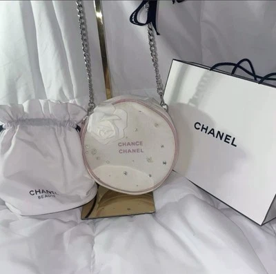 Auth Chanel Beaute round makeup bag on chain (everything in pics included) - Image 1 of 4