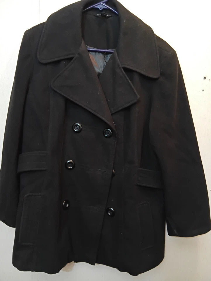 Пальто женское George Pea размер XL 16-18 черное с капюшоном двубортное на пуговицах с подкладкой - Изображение 1 из 4