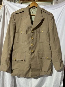 Vintage US Army Khaki Officers Dress Jacket Gold Buttons Sz 40R - Picture 1 of 7