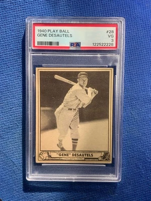 1940 Play Ball Gene Desautels PSA 3 MUITO BOM ESTADO #28 Vintage Boston Red Sox - Imagem 1 de 2