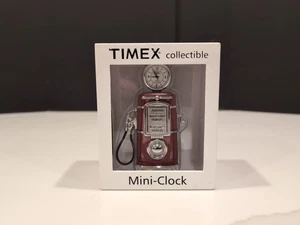 Timex Collectible Mini Clock Gas Pump Silver Red - Picture 1 of 6