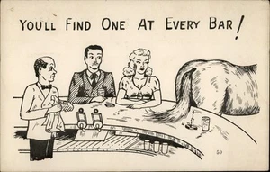 Postal humorística vintage encontrarás una en cada bar caballo culo - Imagen 1 de 2